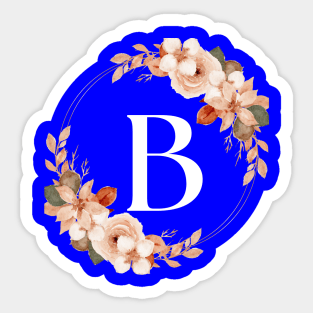 Initial B Flower Monogram Watercolor Design Sticker